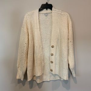American Eagle Cream Knit Button Cardigan Small